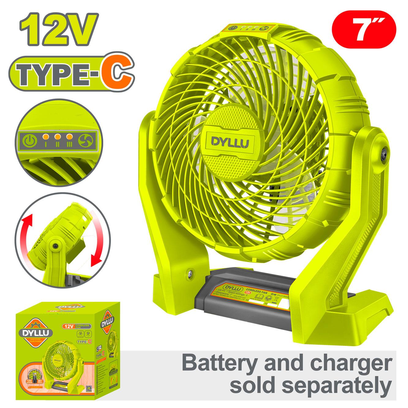 Ventilateur sans fil 12V DTLF1507 Dyllu