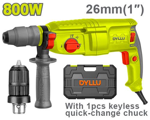 Marteau Piqueur rotatif + Mandrin 800W DTRH1D26 Dyllu