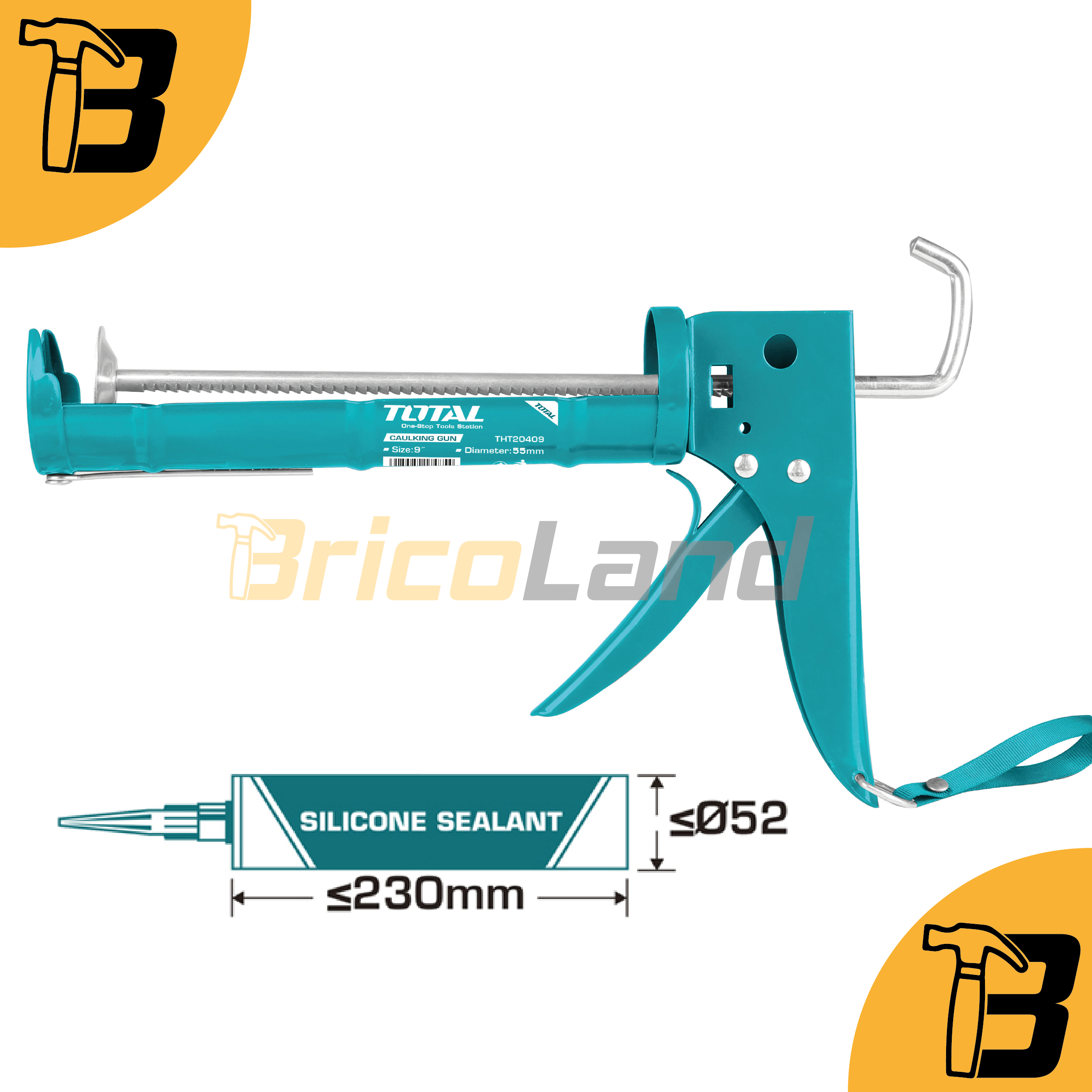 Pistolet de Silicone 9" avec barre à dents 235 mm THT20209 TOTAL
